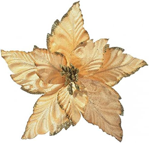 YSZL Christmas Poinsettias 6 Pcs Christmas Tree Flowers Artificial Glitter Flower Picks Ornaments... | Amazon (US)