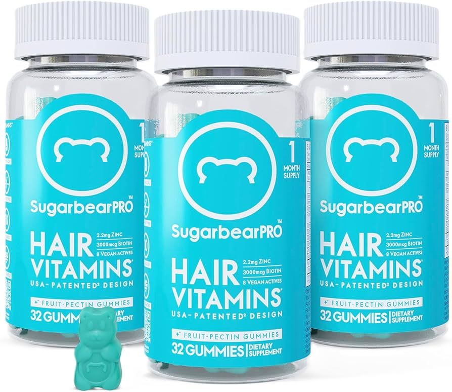 SugarbearPro Hair Vegan Vitamin Gummies for Luscious Hair with Biotin, Vitamin E, B12, Iodine, Fo... | Amazon (US)