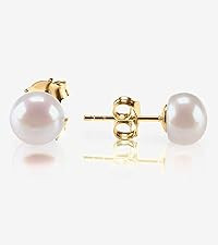 PAVOI Sterling Silver, 14K Gold Plated, AAA+ Quality Handpicked Freshwater Cultured Stud Pearl Ea... | Amazon (US)