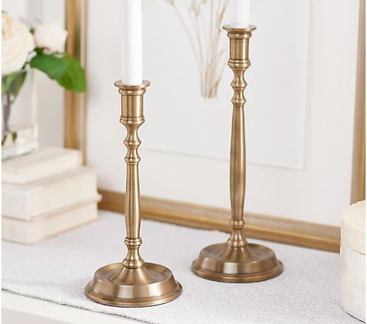 Cozy Cottage by Liz Marie Set of (2) 10" & 12" Candle Holders | QVC