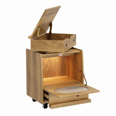 Robot-Inspired Modern End Table With 360° Swivel Top, LED Touch Light, And Movable Casters – A Functional & Stylish Storage Side Table | Wayfair North America