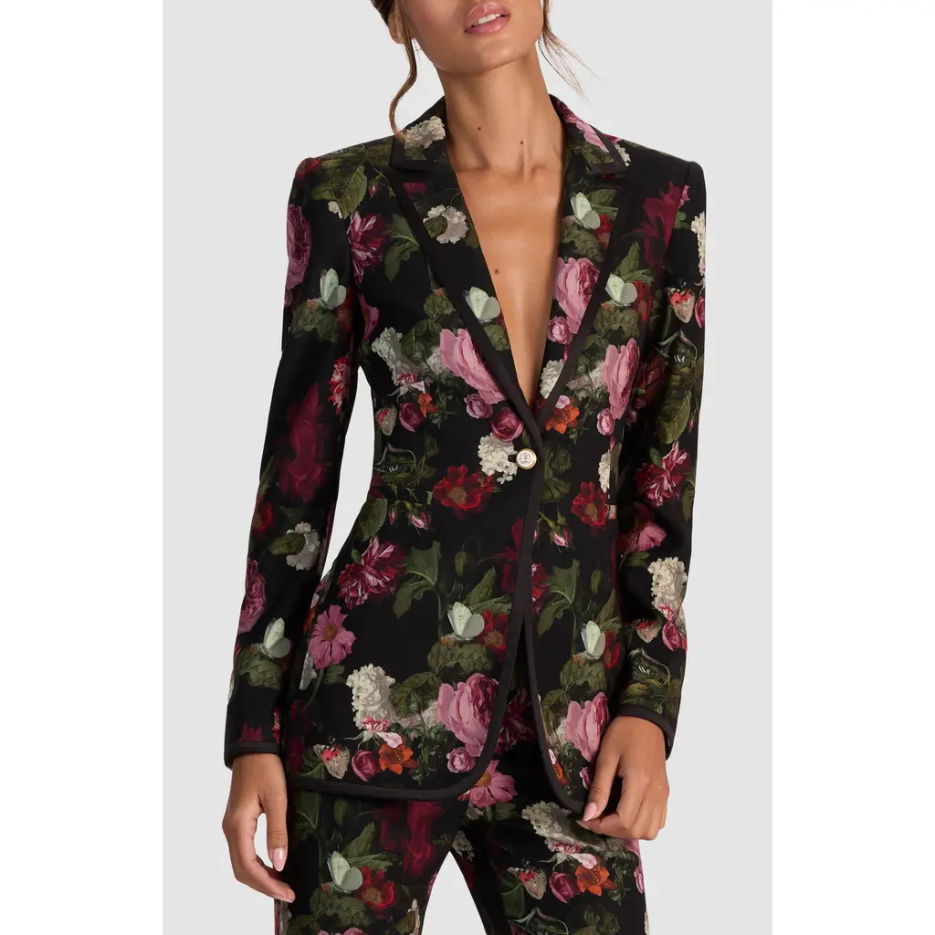 Alice + Olivia Breann Floral Fitted Blazer in Be Still at Nordstrom, Size 2 | Nordstrom