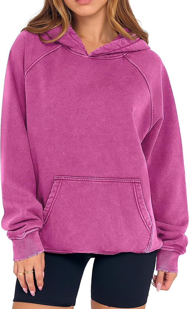 ANRABESS Womens Acid Wash Hoodie Oversized Long Sleeve 2025 Fall Fashion Sweatshirts | Amazon (US)