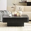 Round Coffee Table for Living Room, Accent Fluted Drum Coffee Table with Storage, Modern Solid Wo... | Amazon (US)