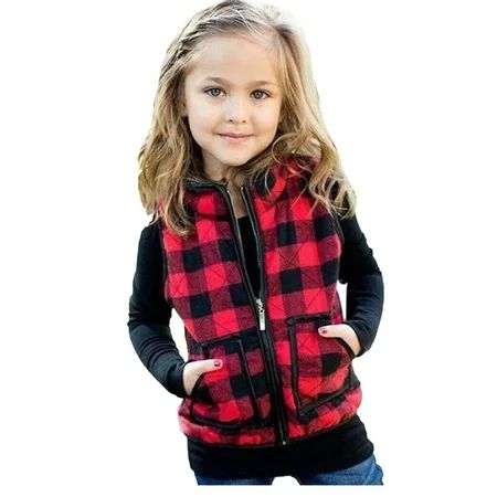 VIKING GLORY Kids Baby Boys Girl Plaid Zipper Vest Jacket Waistcoat Coat Red | Walmart (US)