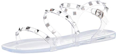 STEVEN by Steve Madden Women's Deedee Flat Sandal, Clear Multi, 6 | Amazon (US)