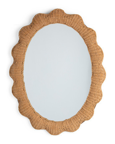 36In Wicker Scalloped Mirror | TJ Maxx