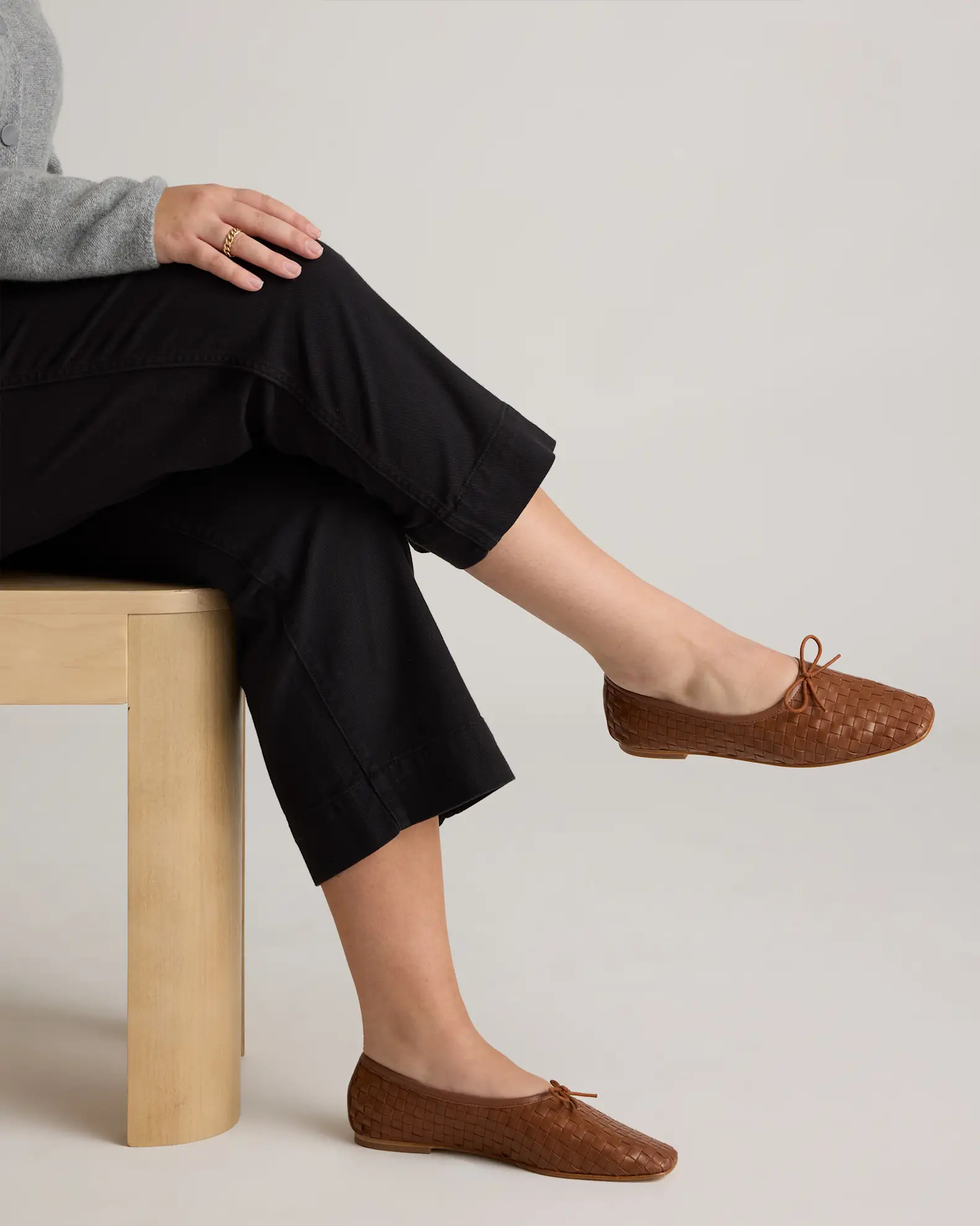 Italian Leather Handwoven Square Toe Ballet Flat | Quince