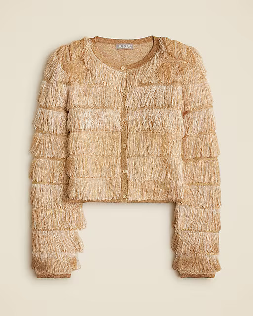 Fringe cardigan sweater in metallic yarn | J. Crew US