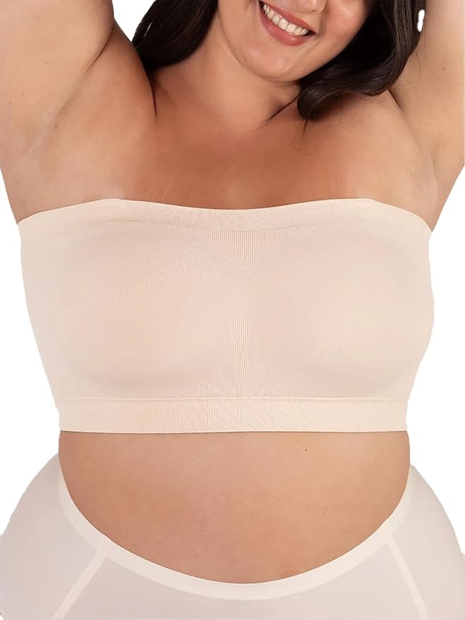 SHAPERMINT Strapless Bra, No-Slip Wireless Bandeau with Sewn-in Cups | Amazon (US)