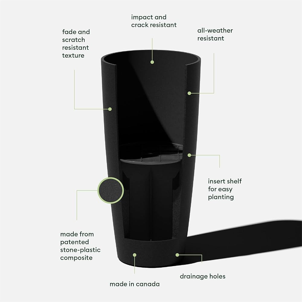 Veradek Mason Series Vega Planter - Round Tall Planter for Indoor or Outdoor Porch/Patio | Made f... | Amazon (CA)