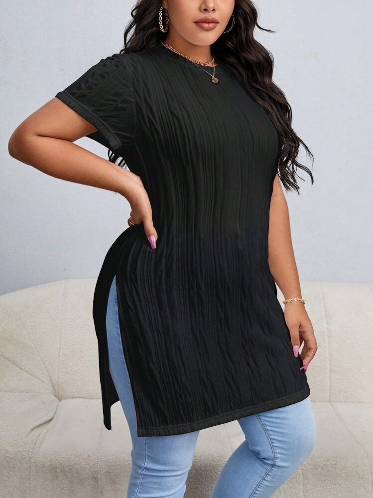 SHEIN Essnce Plus Split Hem Tee | SHEIN