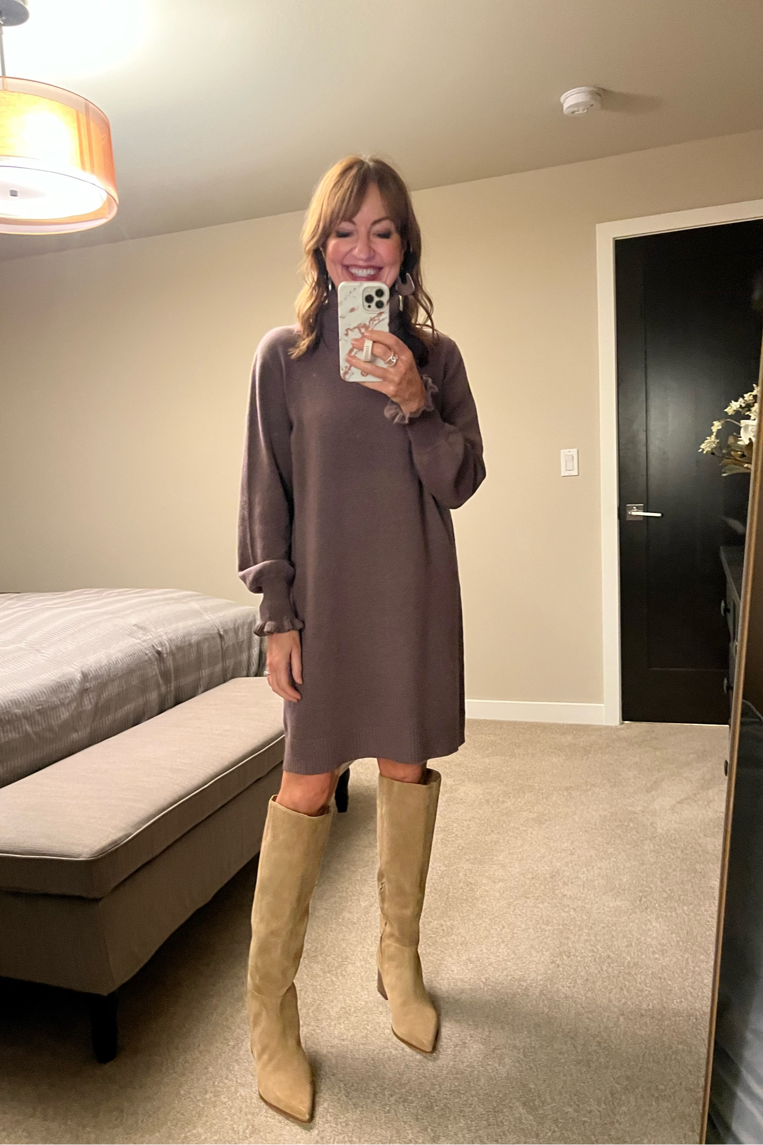 Outfit of the day for church! So comfy and cute I kept this outfit on all day for a family gathering! It’s all on sale!!

Kohl’s, Dolce Vita, Nickel and Suede, sweater dress, tall boots, tan suede boots 

#LTKStyleTip #LTKHoliday #LTKCyberWeek