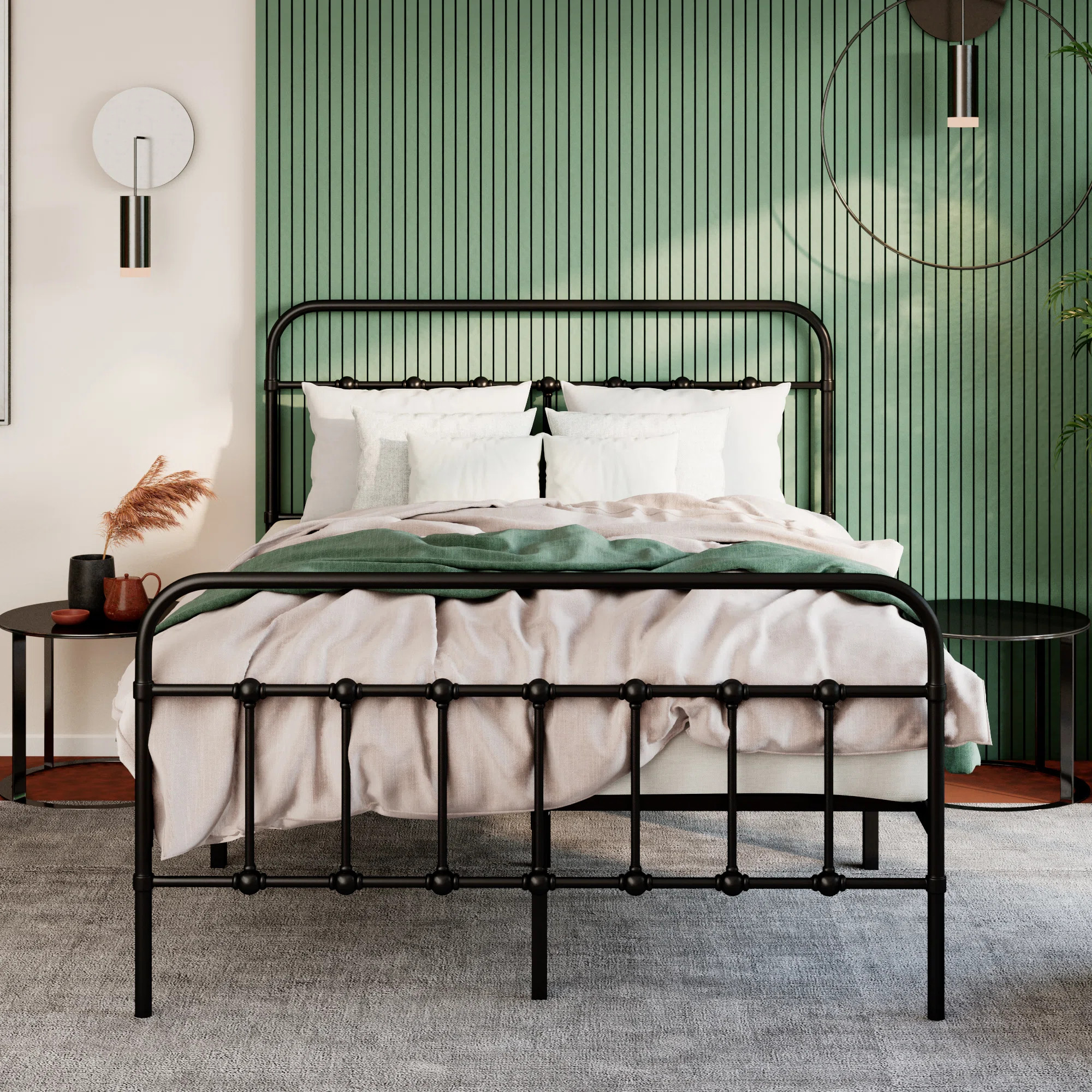 Willa Arlo™ Interiors Payan Metal Platform Bed with Vintage Headboard and Footboard & Reviews |... | Wayfair North America