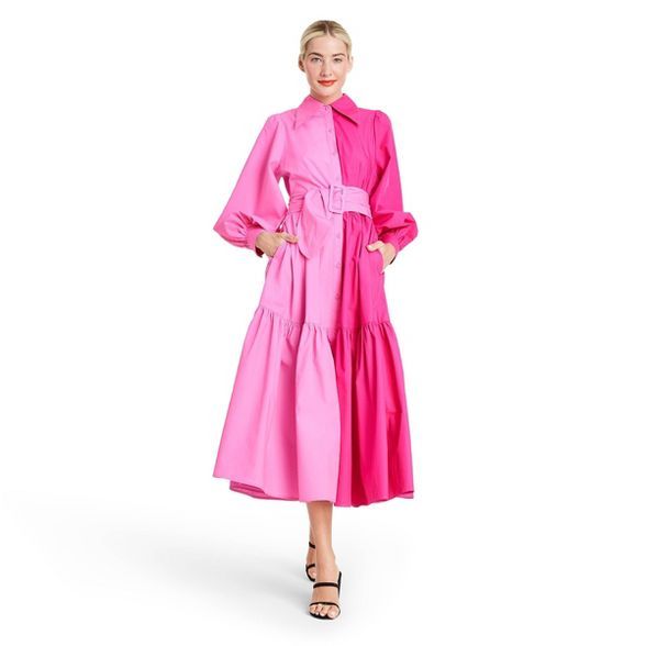 Long Sleeve Two-Tone Shirtdress - Christopher John Rogers for Target Pink | Target