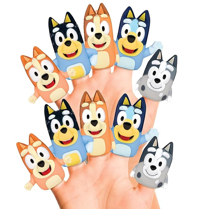 Bluey Bath Finger Puppets, 10 Pc - Party Favors, Educational, Bath Toys, Story Time, Beach Toys, ... | Amazon (US)