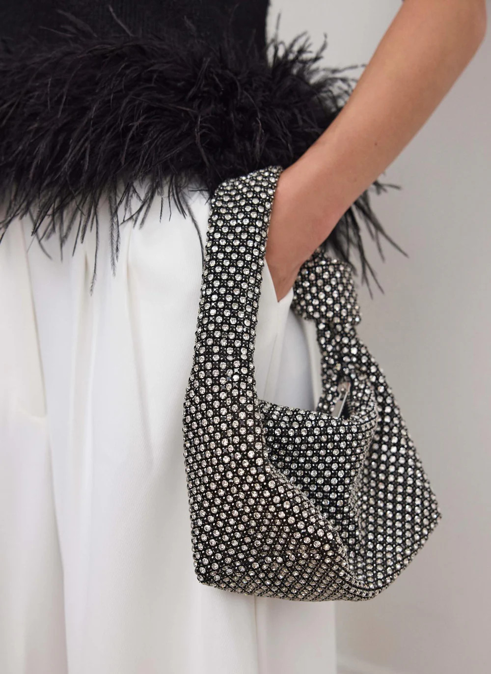 Kay Silver Diamante Grab Bag | Mint Velvet
