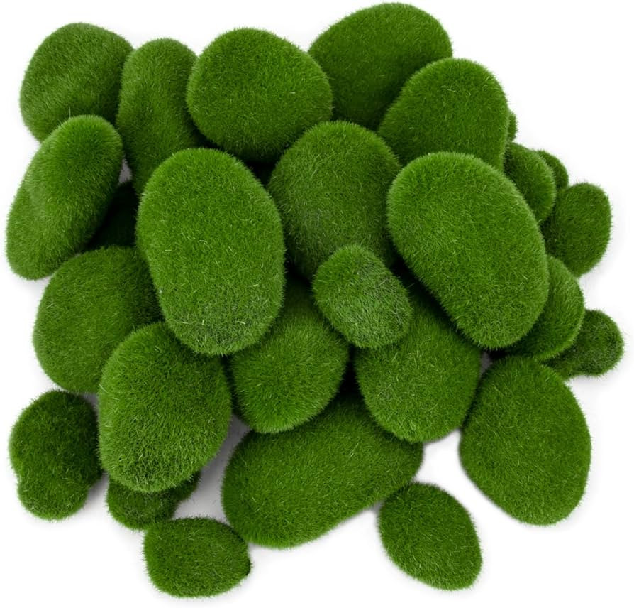 Nicunom 40 Pcs 5 Size Artificial Moss Rocks Decorative Faux Green Moss Covered Stones Fake Moss B... | Amazon (US)