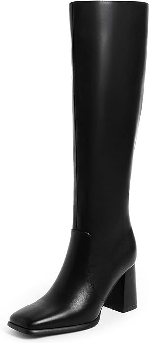 Modatope Knee High Boots Women Square Toe Size Zipper Tall Boots for Women | Amazon (US)