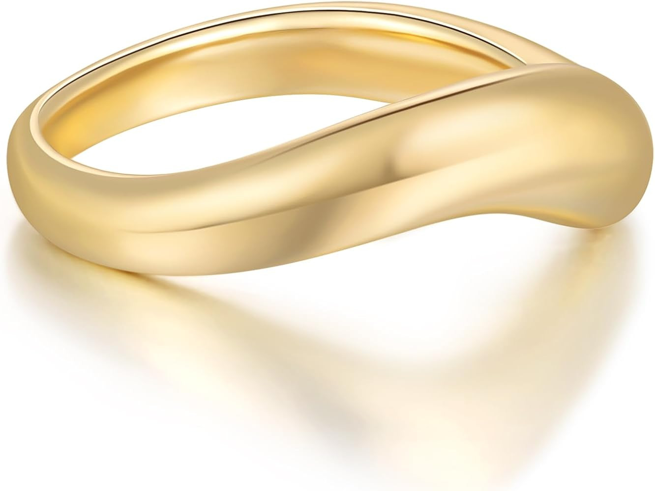 FENIMI 14K Gold Ring for Women Non Tarnish Gold Wedding Bands for Women Chunky Gold Rings for Wed... | Amazon (US)