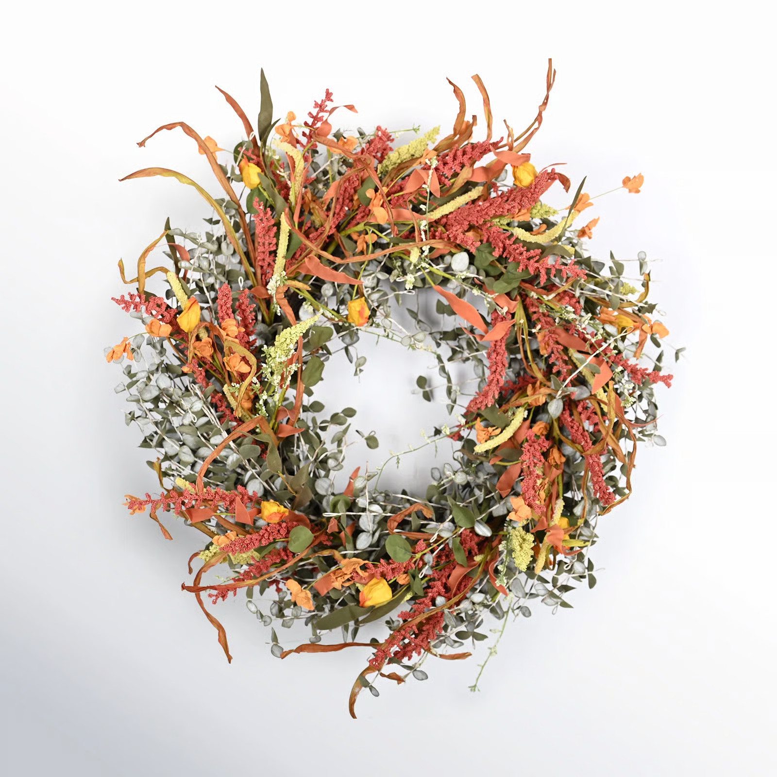 24" Farmhouse Artificial Eucalyptus Berry Fall Front Door Wreath For Thanksgiving Day | Birch Lane