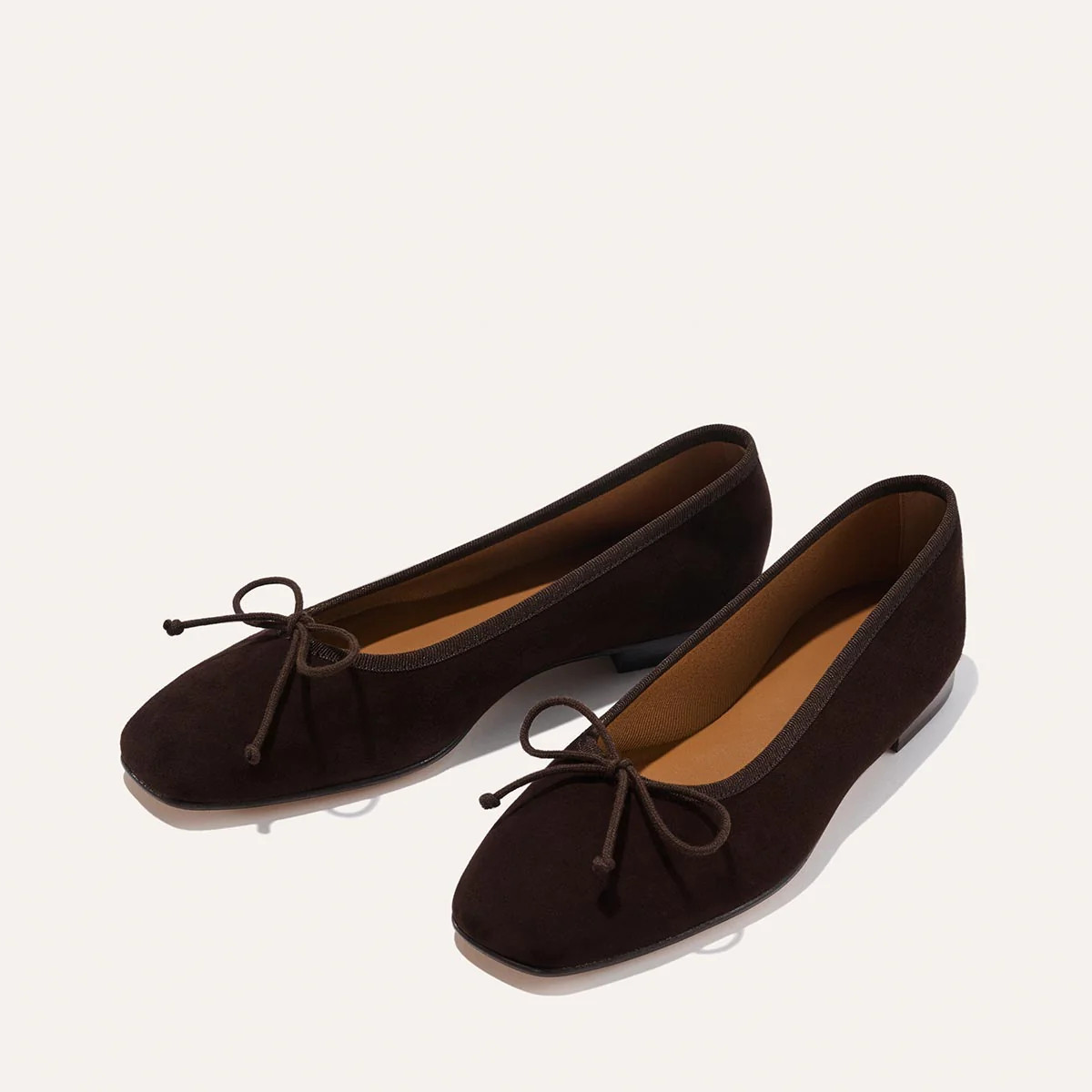 Dark Brown Suede Ballet Flats in Square Toe | The Fonteyn | Margaux