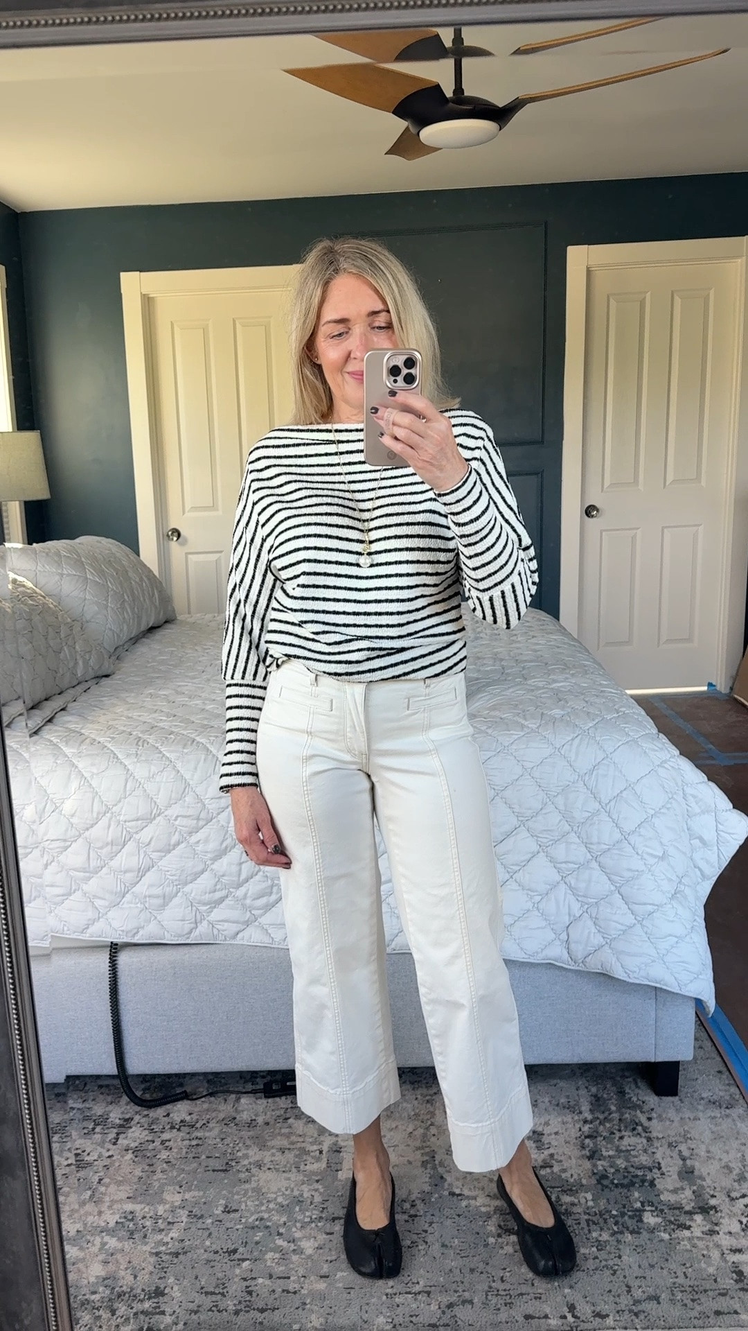 Fall outfits for women over 50. @Gibsonlook striped sweater size XS. @NYDJ white denim size 00. 

Fall transition outfit, date night outfit, business casual workwear, fashion over 40, over 50 style, mom trends, affordable outfit, white denim, striped sweater

#LTKootd #LTKSeasonal #LTKOver40
