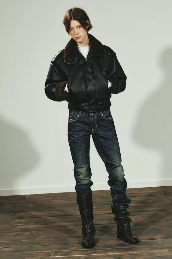 DOUBLE-FACED FAUX LEATHER BOMBER JACKET | Zara US