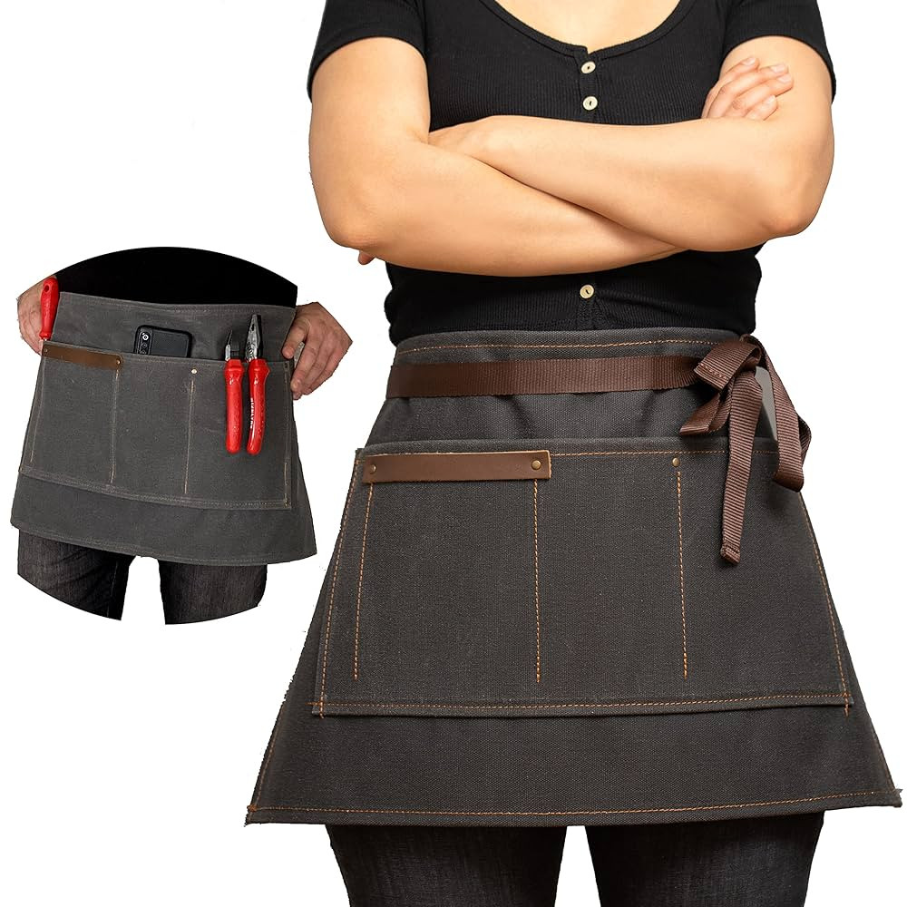 Half Apron with Pockets/Waxed Canvas Chef, Kitchen, Work Apron | Amazon (US)