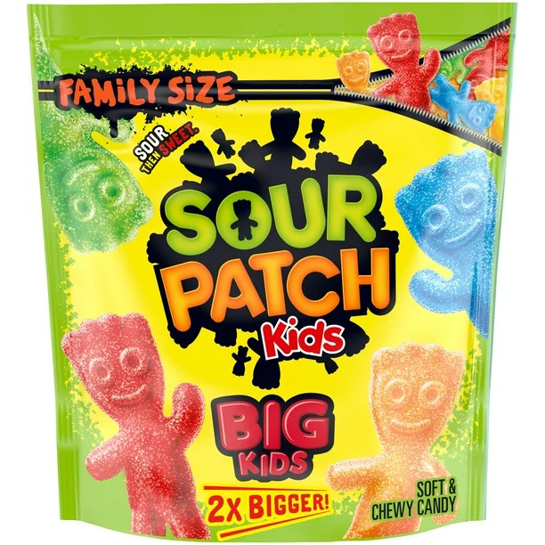 SOUR PATCH KIDS Big Soft & Chewy Candy, Family Size, 1.7 lb Bag | Walmart (US)
