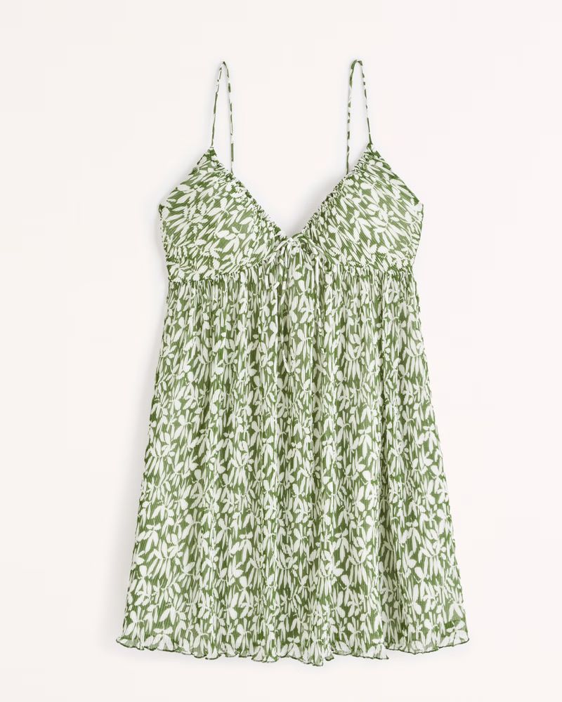 Women's Plisse Ruched Babydoll Mini Dress | Women's Dresses & Jumpsuits | Abercrombie.com | Abercrombie & Fitch (US)