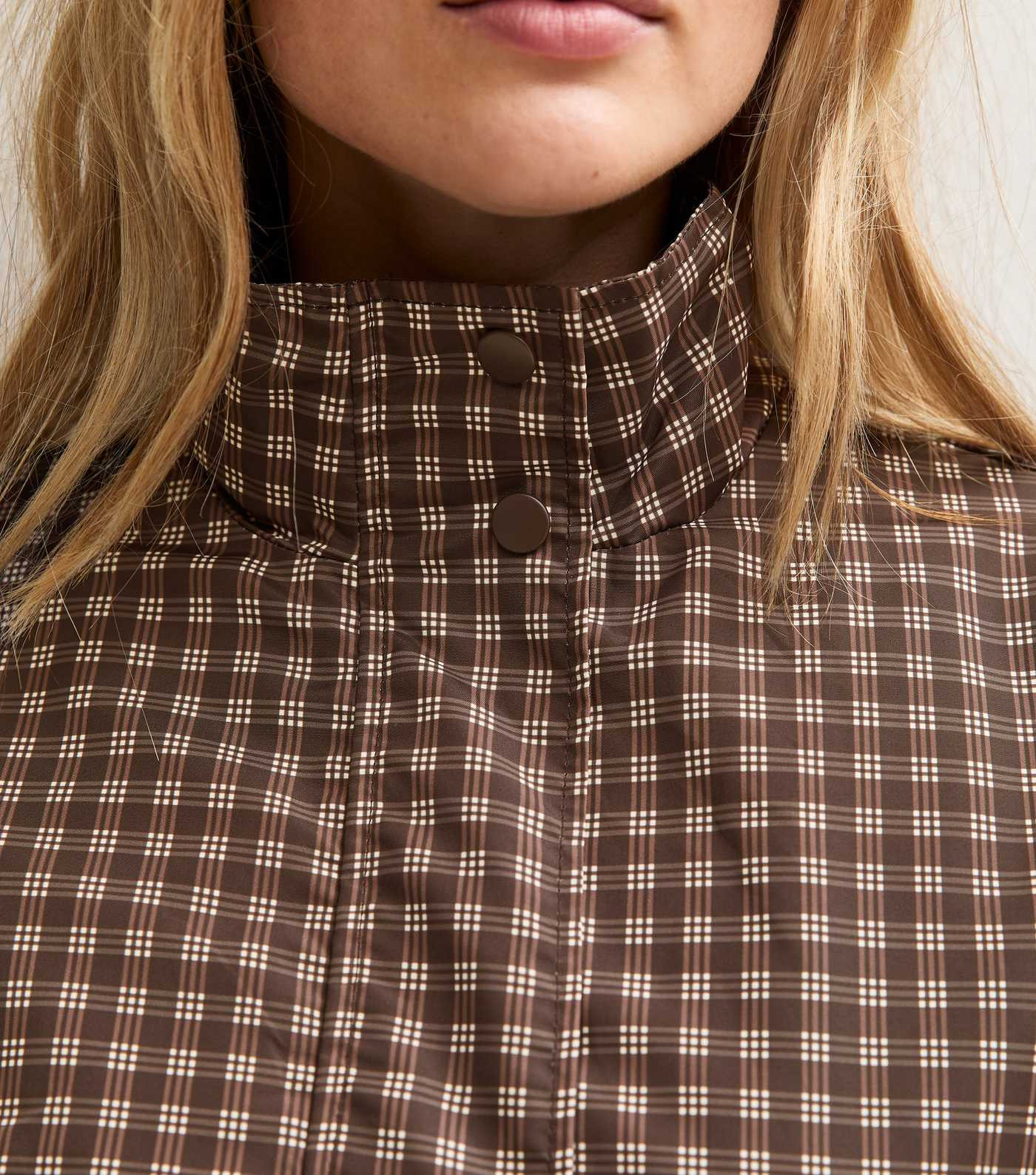 Brown Check Funnel Neck Windbreaker Jacket | New Look | New Look (UK)