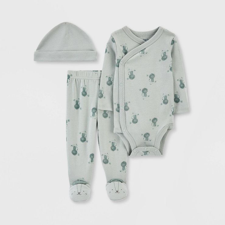 Carter's Just One You® Baby 3pc Dino Top and Bottom Set with Hat - Green | Target