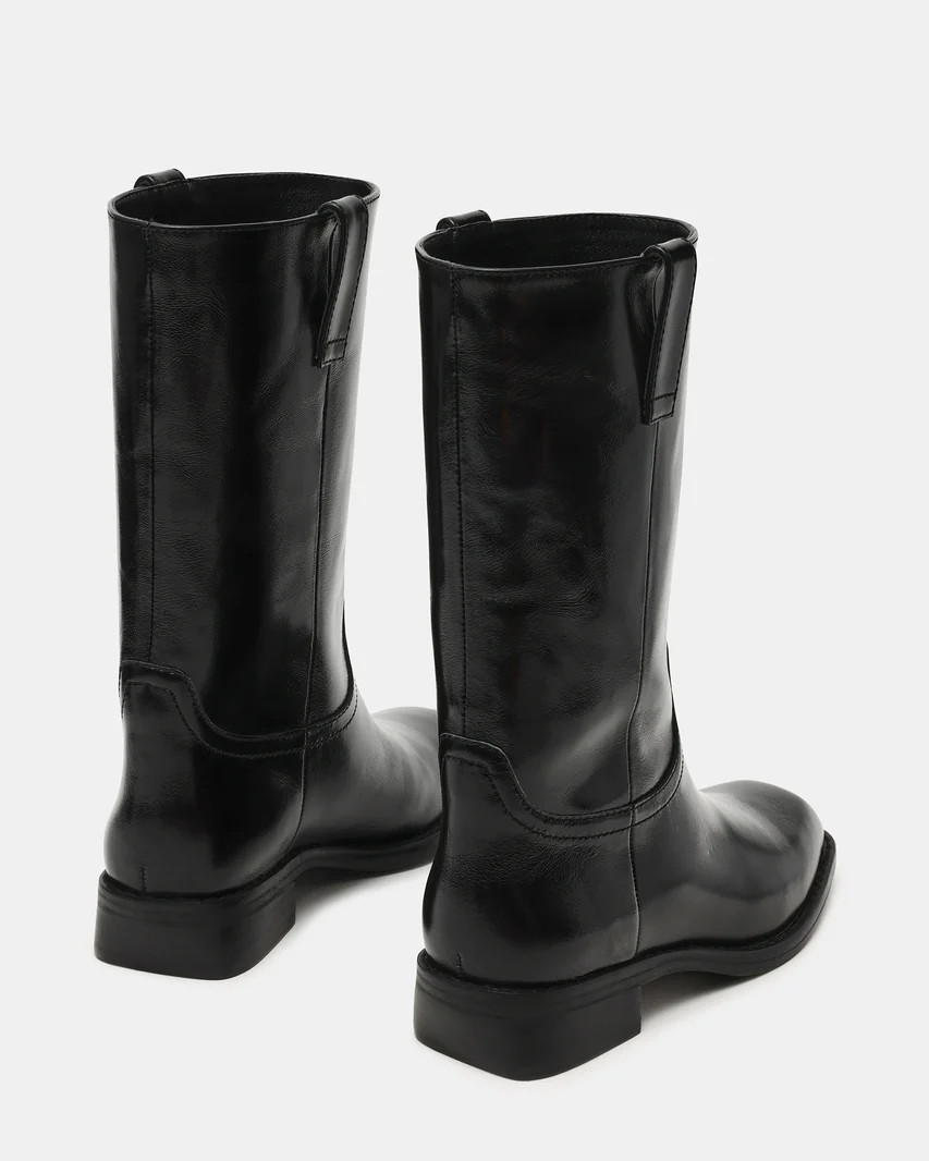 PRIMO Black Leather Square-Toe Women's Boot | Steve Madden (US)