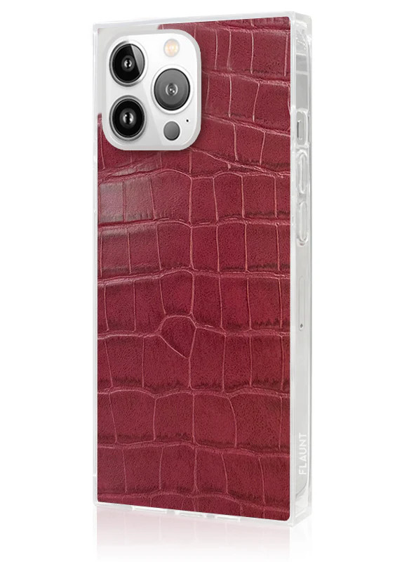 SQUARE® Burgundy Crocodile Faux Leather iPhone Case | FLAUNT