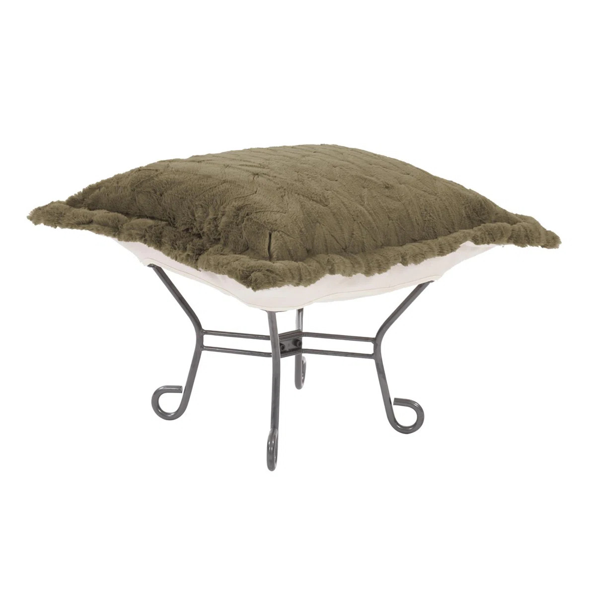 Scroll Puff Ottoman Angora Ebony | Wayfair North America