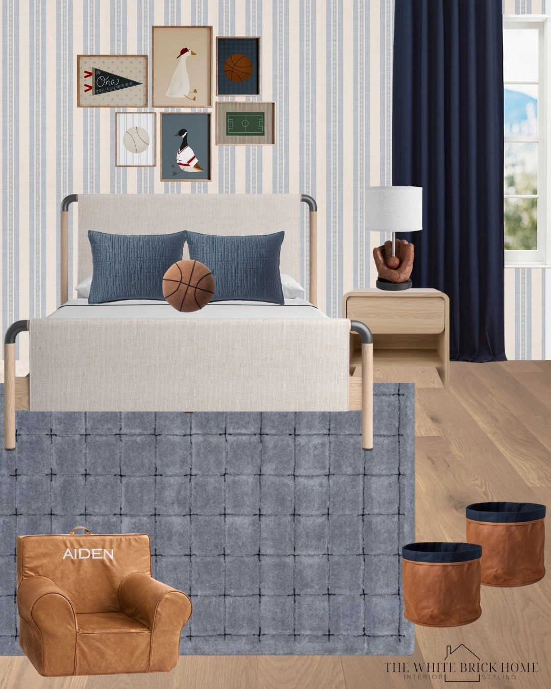 A fun gallery wall with steel blues, grays and accents of brown! I love this wallpaper as a backdrop, especially with a pop of leather for a kiddos room! 

Boys room, boys bedroom, kids room, kids bedroom, boys room rug, boys room wall art, boys room curtains, boys room lamp, boys room chair, boys room bedding, boys room wall art, boys room design, boys room decor, boys room design, sports bedroom, sports kids room, toddler boy, toddler boy bedroom, boys room ideas, boys room decor, boys room blue, Wayfair, pottery barn kids, target

#LTKFamily #LTKHome #LTKKids