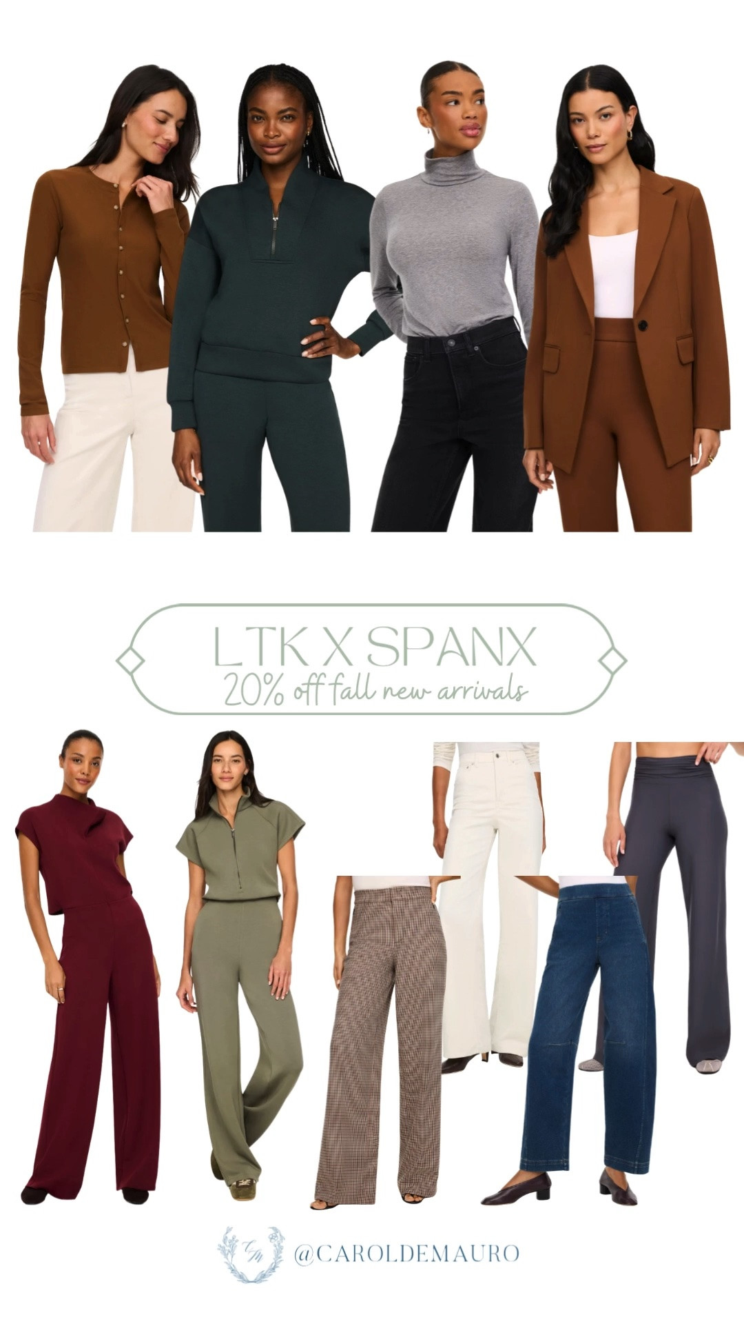 Spanx fall new arrivals are 20% off right now! Cozy zip-ups, wide leg pants, and tailored blazers perfect for building a fall wardrobe.

Spanx sale, LTK exclusive discount, fall wardrobe essentials, wide leg pants, comfortable workwear, fall new arrivals, women's fall fashion

#LTKSaleAlert #LTKootd #LTKU