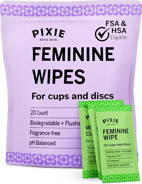 Pixie Feminine Wipes - Flushable, Biodegradable, & Ph Balanced - Individually Wrapped Packet Wipe... | Amazon (US)