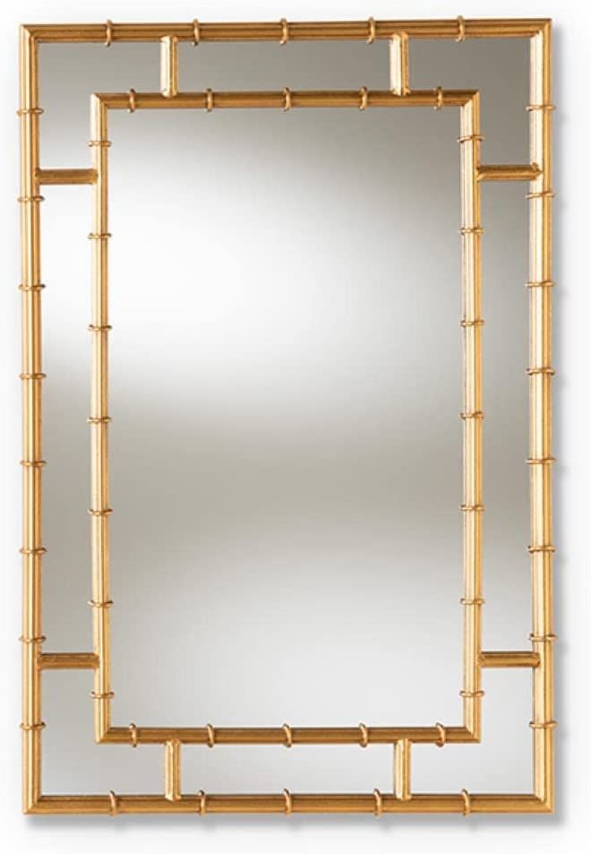 Baxton Studio Adra Decorative Bamboo Wall Mirror in Gold | Amazon (US)