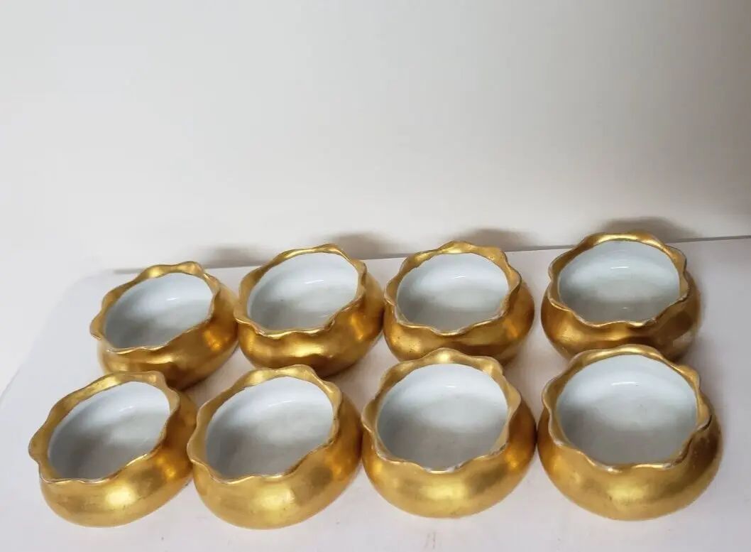 Set of 8 Gold Gilt Porcelain Salt Dip Cellar O & E. G. Royal Austria - NICE!  | eBay | eBay US