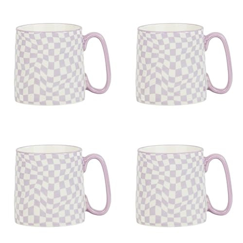 10 Strawberry Street Bella Mug, Purple Checks, Set of 4 | Amazon (US)