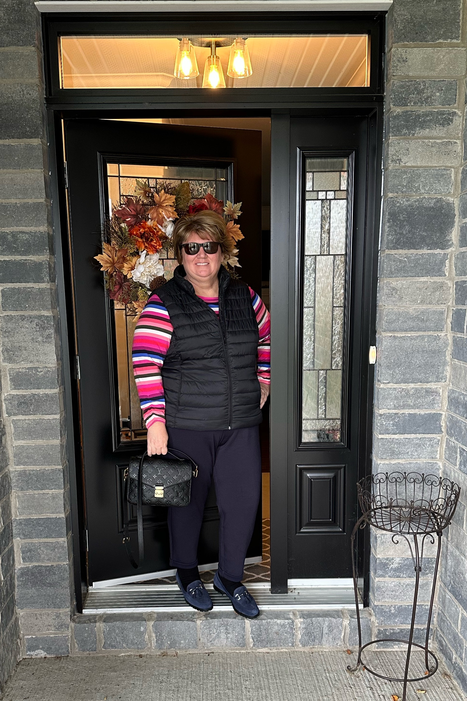 Fall outfit today. 
Spanx Air Essentials Tapered pants in navy.
Talbots top and blue suede shoes. Old Navy vest and prescription Ray Bans.
#falloutfits #plussizeoutfit #plussize #fashionover50 #petitefashion #plussizefashion #over50


#LTKplussize #LTKover40 #LTKstyletip