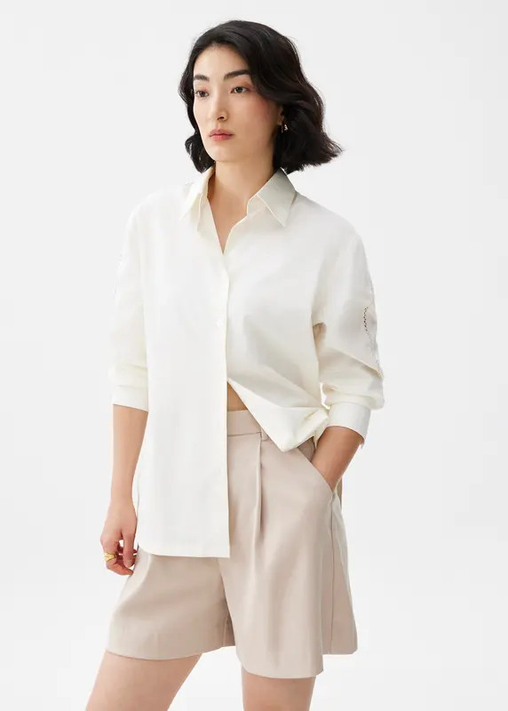 Cotton Lace Trim Collared Shirt | Love, Bonito USA