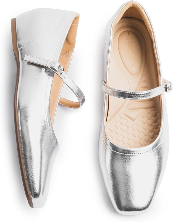 Mary Jane Flat Shoes with Arch Support and Hidden Wedge Heel, Women Ballet Flats, Mary Jane Flats... | Amazon (US)