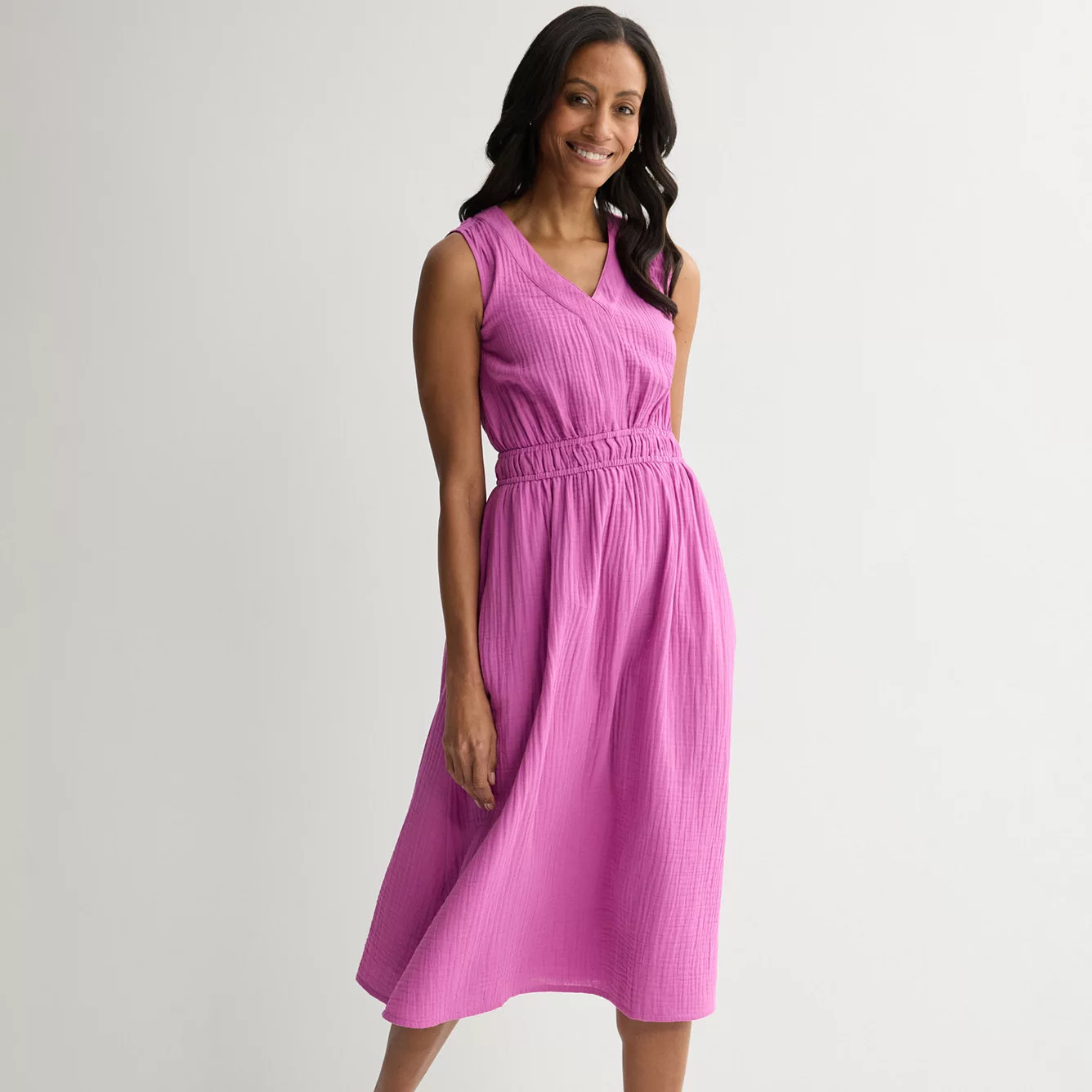Women's Croft & Barrow\u00ae Smocked Waist Midi Dress | Kohl's