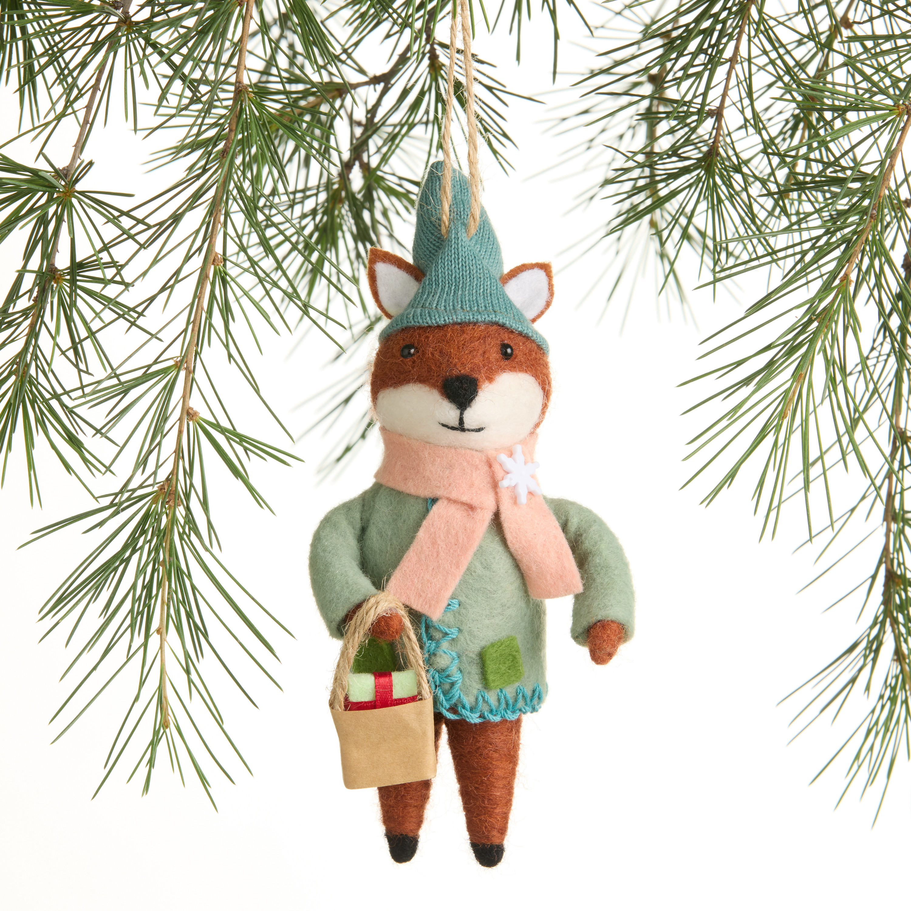 Wool Fox Shopper Ornament | World Market
