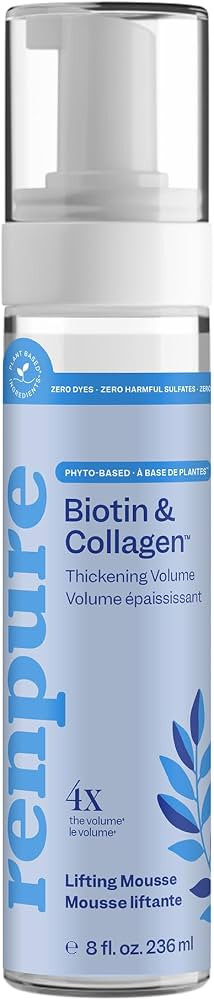 Renpure Biotin & Collagen Thickening Volume Lifting Mousse \u2013 Lightweight, Non-Sticky Foam fo... | Amazon (US)