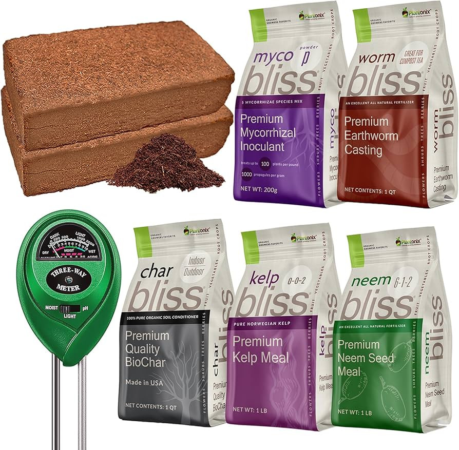 Coco Coir 650gm Bricks + Worm Castings + Mycorrhizal Inoculant + Neem Meal Fertilizer + Organic B... | Amazon (US)