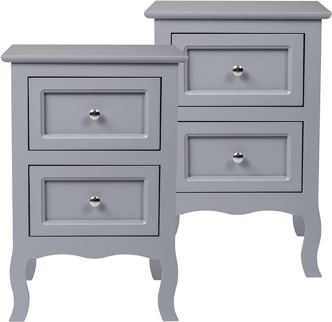 Karl home Nightstand Vintage End Side Table Set of 2 Bedside Nightstands Chest with Drawers Small... | Amazon (US)